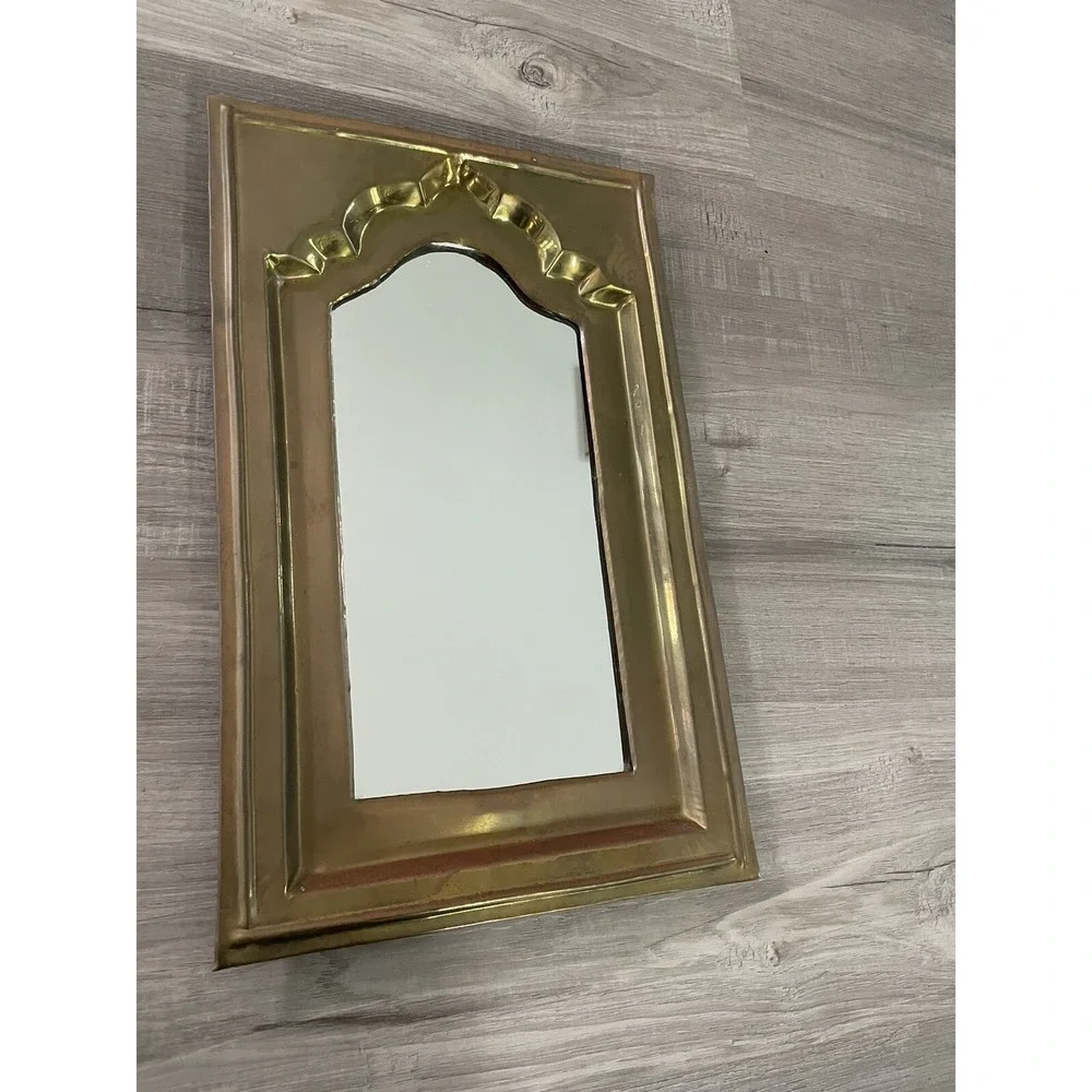 Vintage Rustic Brass Framed Wall Mounted Mirror 17
